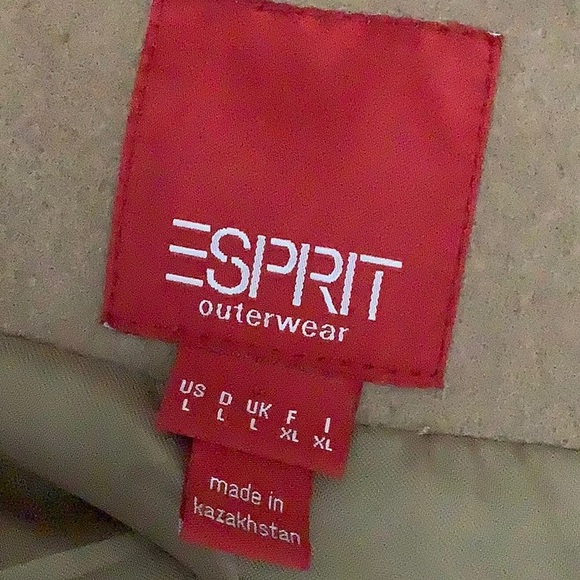 Vintage Esprit Penny Lane Style Tan Wool Coat With Faux Fur Trim Size L - Picture 6 of 16